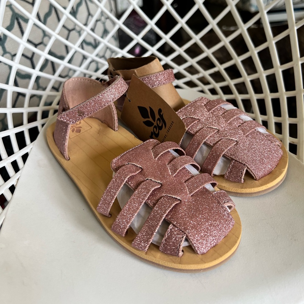 NEW Reef Girls Sandals- Sparkle Rose Pink Size 2/3